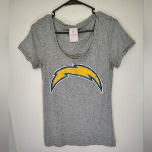 Pink Victoria's Secret With 5th & Ocean Gray NFL Chargers Sequined Logo Sz L VNT